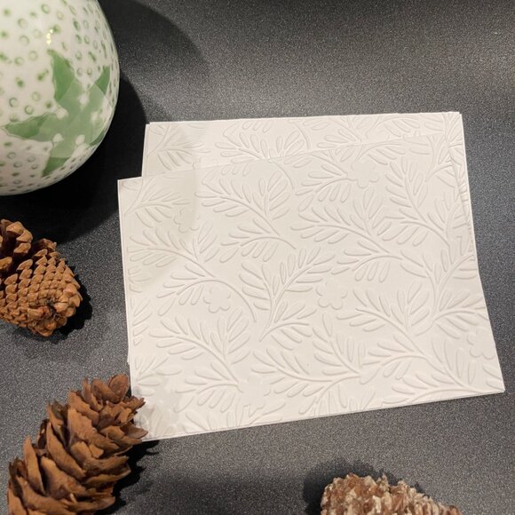 Branches Embossed Holiday Cards, White Holiday Cards Set, Handmade Elegant Greet - Picture 3 of 5